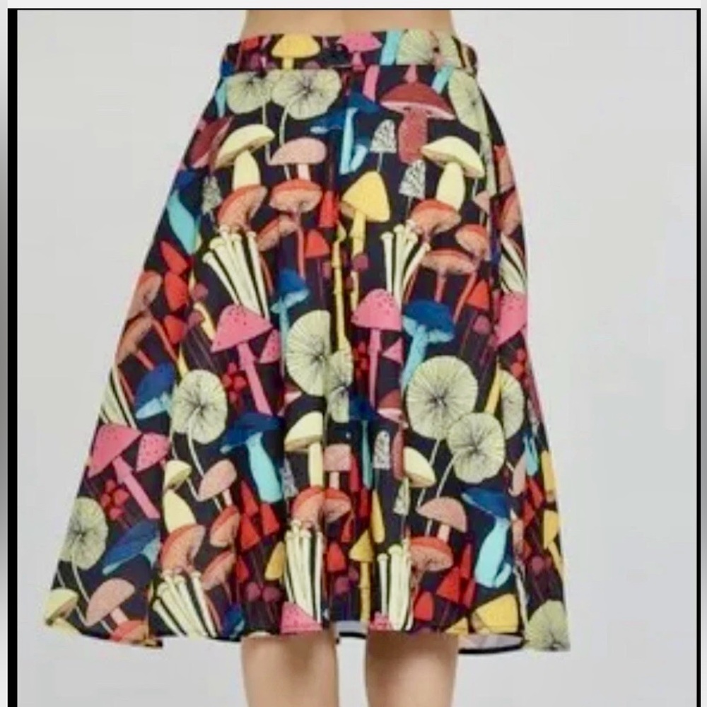 NWT LA Soul Mushroom Print Midi Skirt Sz M Retro Colorful Boho Hippie Sold Out - Picture 2 of 6